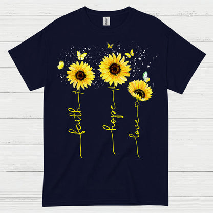 Faith Hope Love Sunflower Christian T Shirt