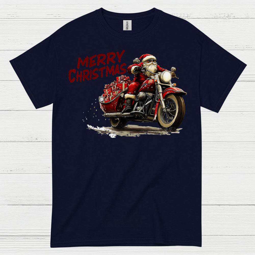 Merry Christmas Motorcycle Santa T Shirt