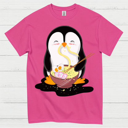 Cute Penguin Eating Ramen Graphic T Shirt