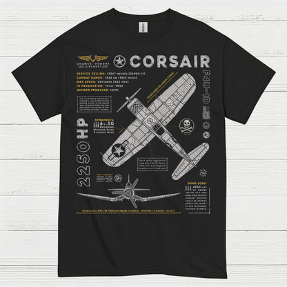 F4U Corsair Blueprint Aviation T Shirt