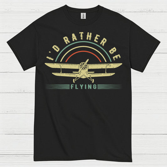 I'd Rather Be Flying Retro Pilot T Shirt