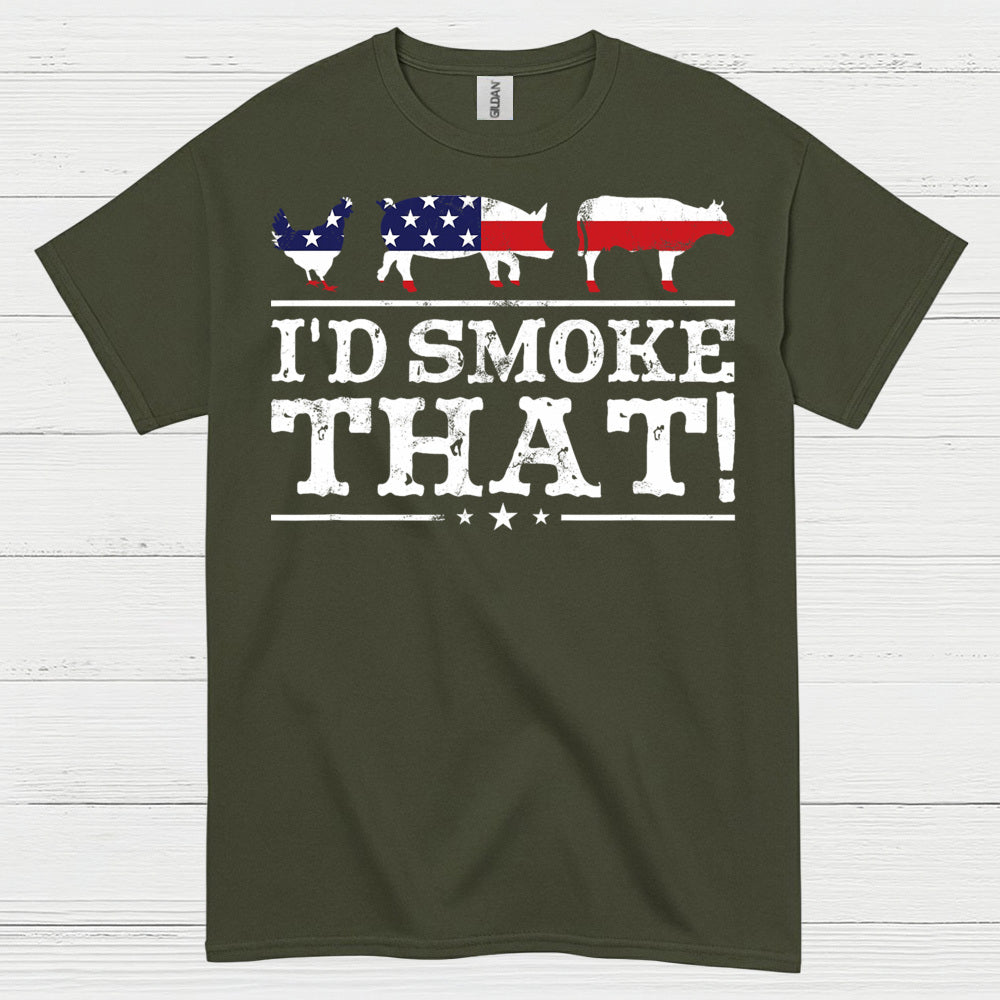 Id Smoke That Patriotic BBQ Grilling T Shirt
