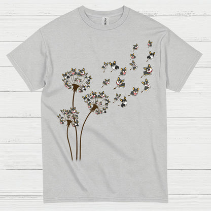 Corgi Dandelion Whimsical Art T Shirt