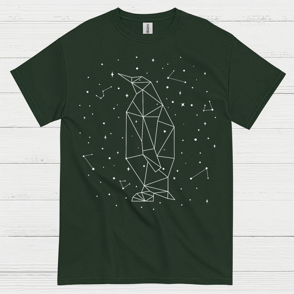 Geometric Penguin Constellation Minimal Art T Shirt