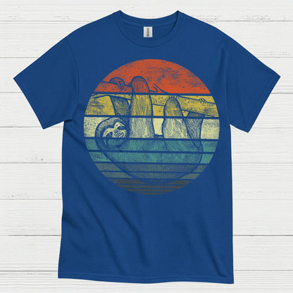 Vintage Sunset Sloth Graphic T Shirt