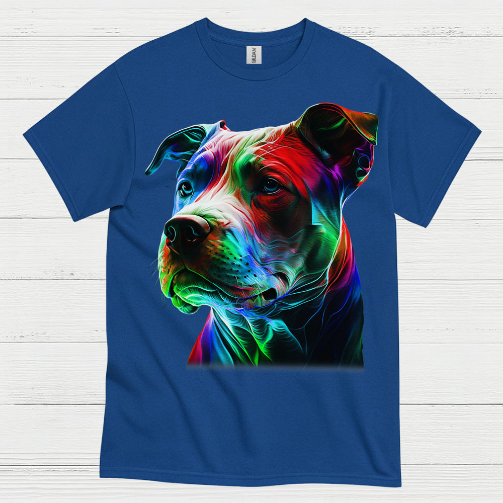 Colorful Pitbull Portrait Art T Shirt