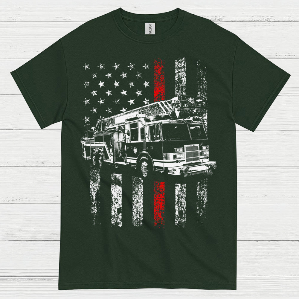Firefighter Flag Fire Truck T Shirt