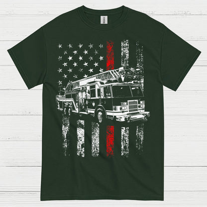 Firefighter Flag Fire Truck T Shirt