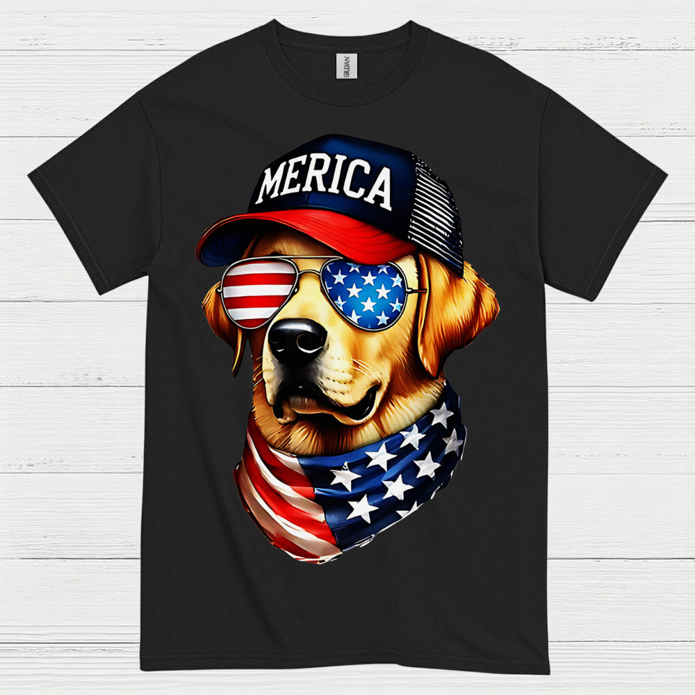 Patriotic Dog America Graphic T Shirt