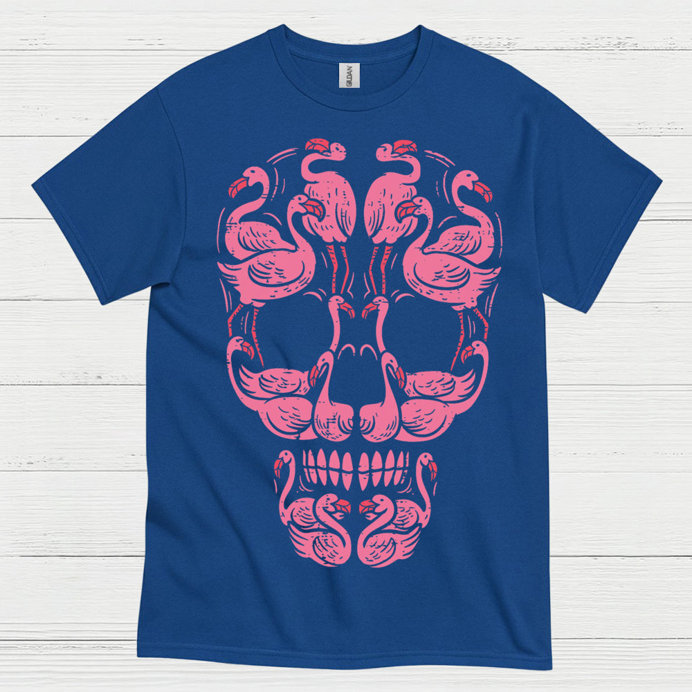 Pink Flamingo Skull Art Graphic T Shirt