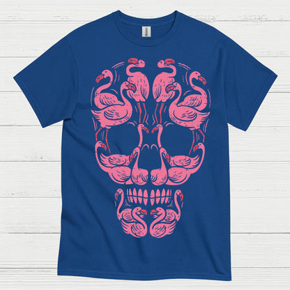 Pink Flamingo Skull Art Graphic T Shirt