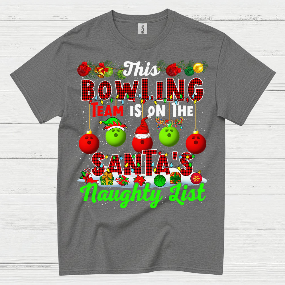 Bowling Team Naughty List Christmas T Shirt