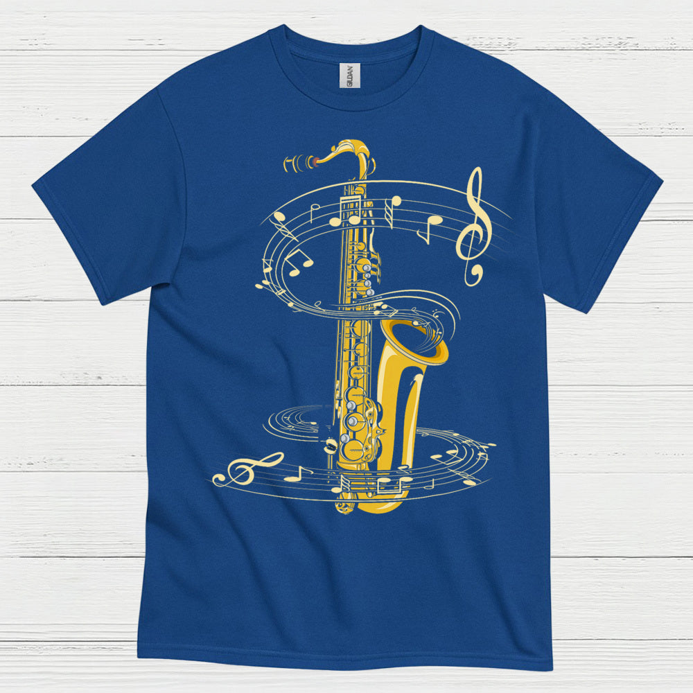 Golden Saxophone Music Art T Shirt