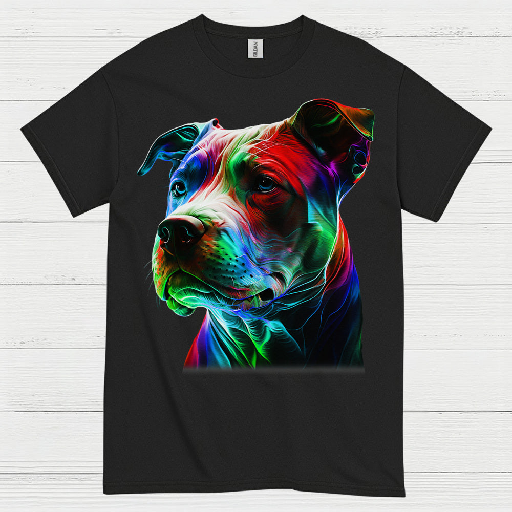 Colorful Pitbull Portrait Art T Shirt