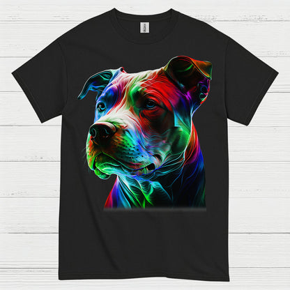 Colorful Pitbull Portrait Art T Shirt