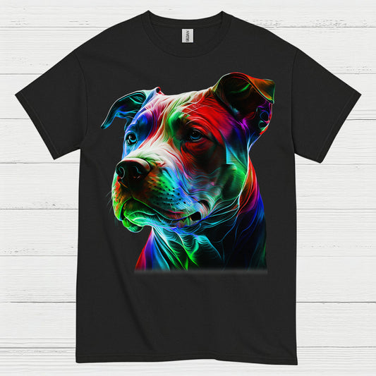 Colorful Pitbull Portrait Art T Shirt