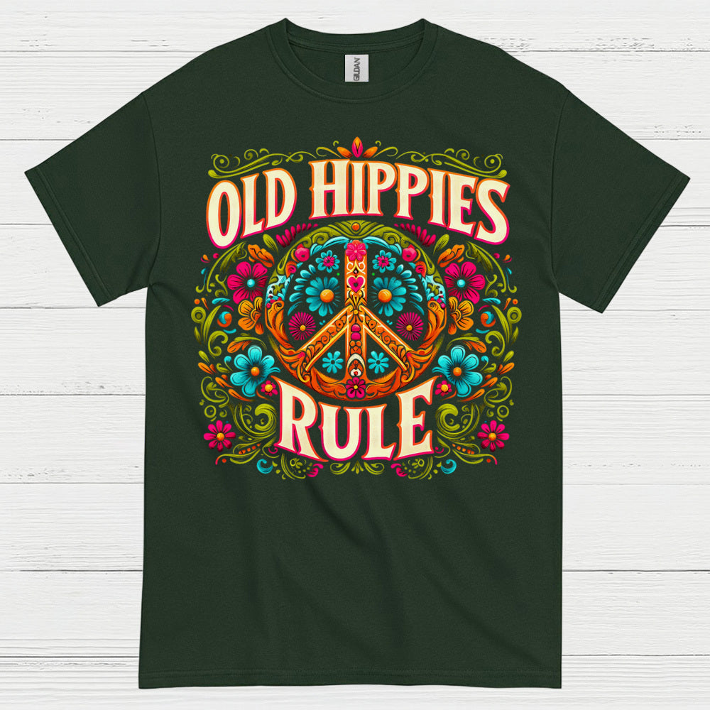 Old Hippies Rule Peace Sign T Shirt