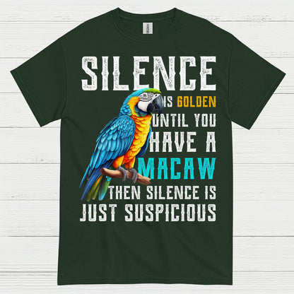 Silence Is Golden Funny Macaw T Shirt