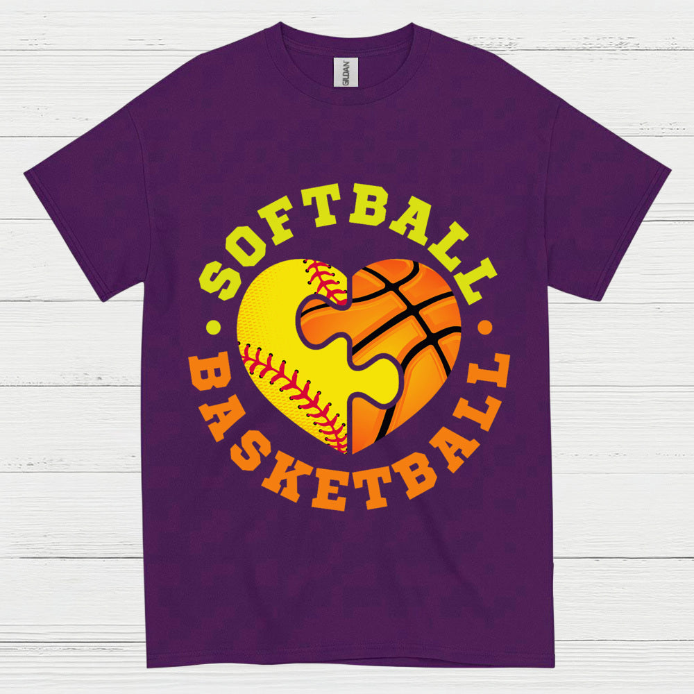 Softball Basketball Heart Puzzle T Shirt