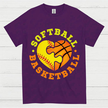 Softball Basketball Heart Puzzle T Shirt