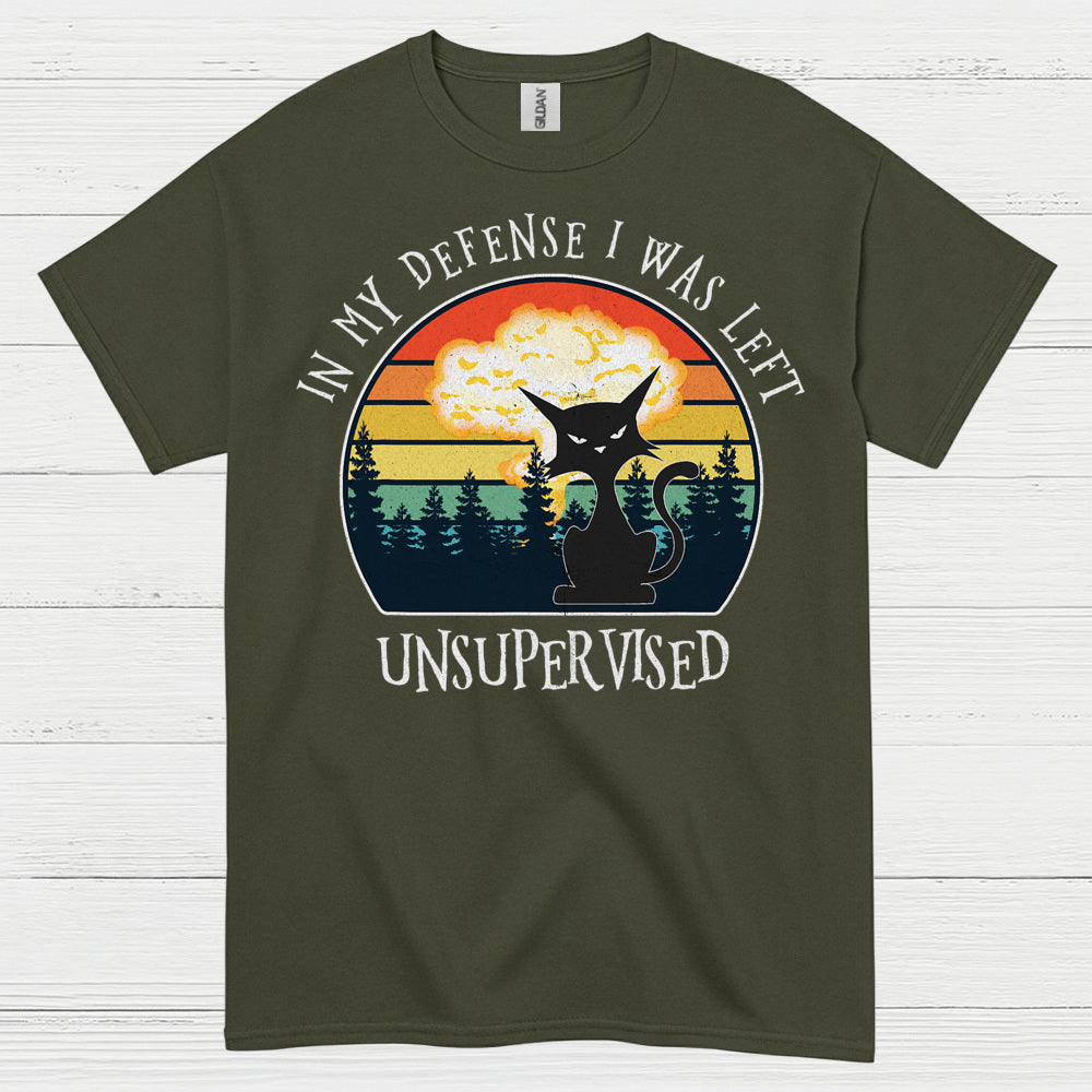 Unsupervised Cat Defense Humor T Shirt