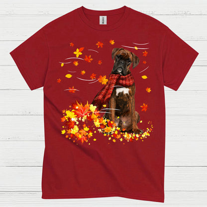 Autumn Boxer Dog T Shirt