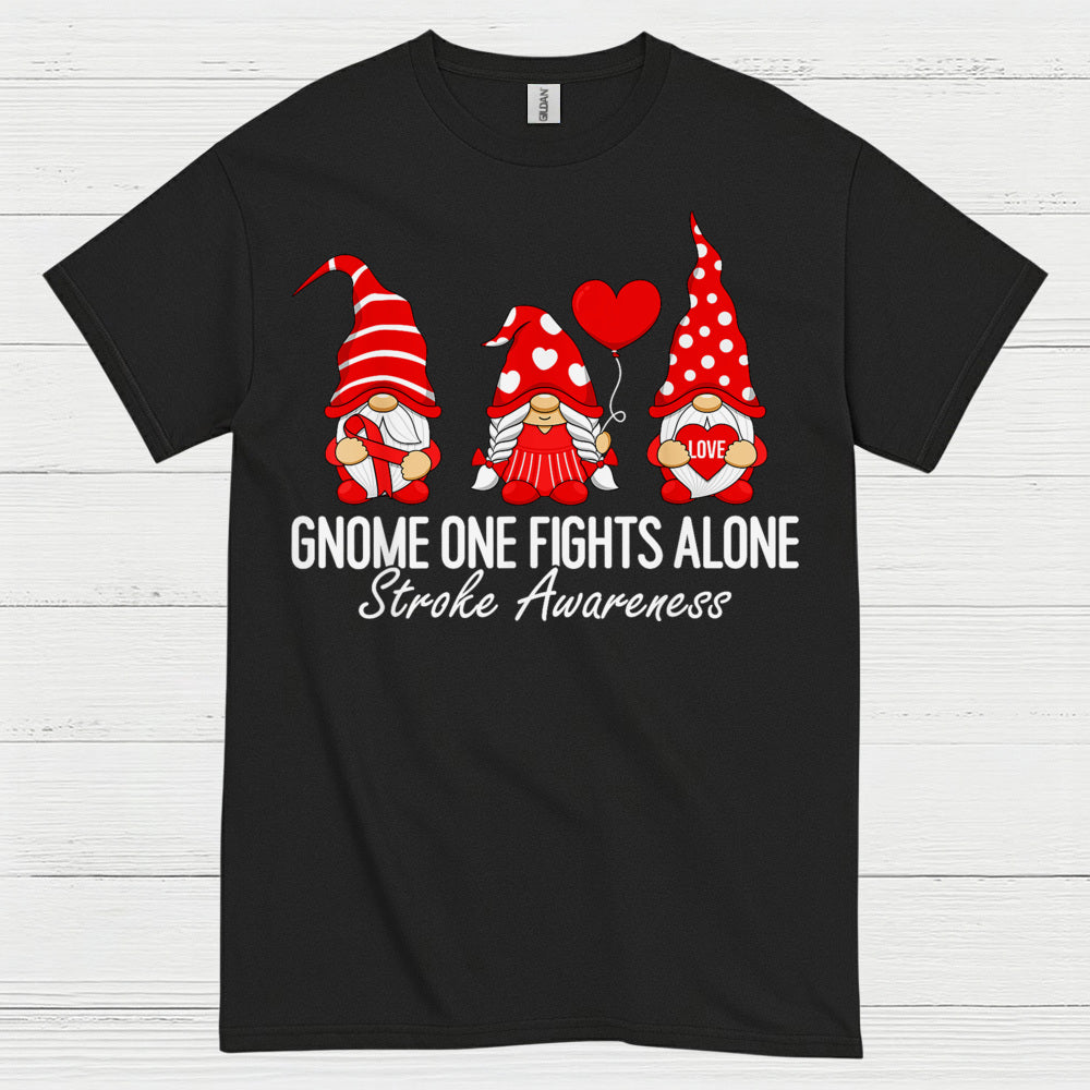 Gnome One Fights Alone Stroke Awareness T Shirt