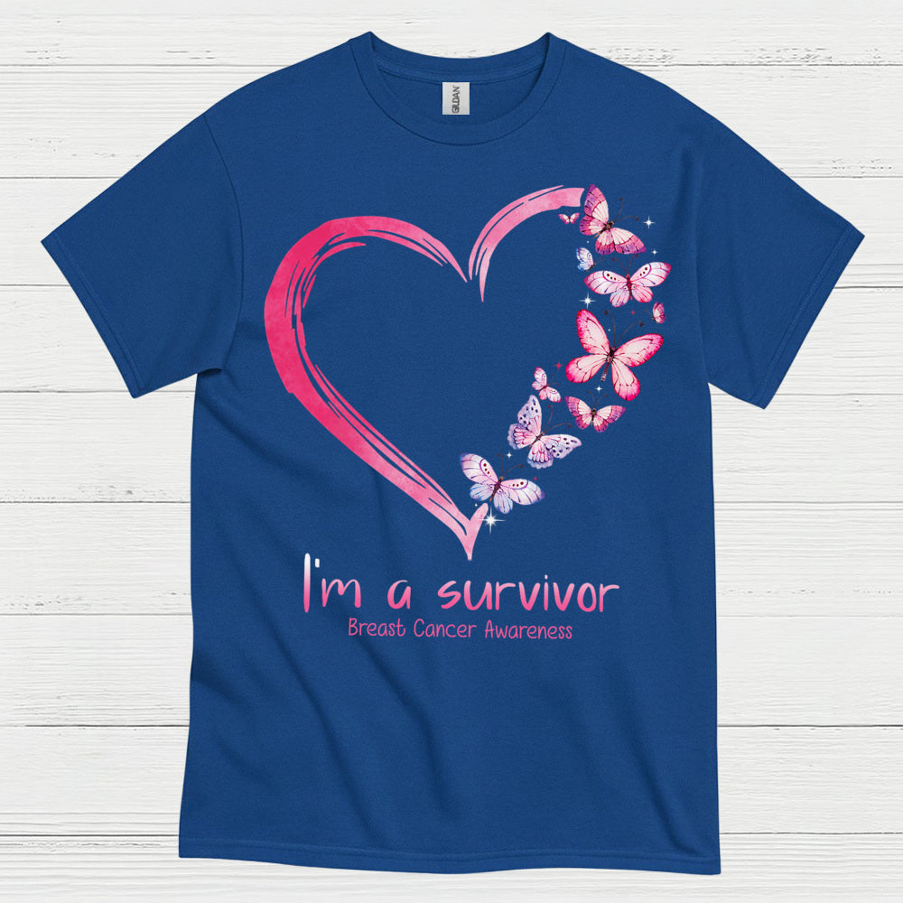 Breast Cancer Survivor Butterfly Heart T Shirt