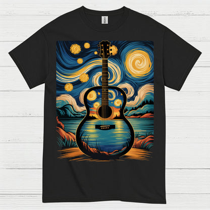 Guitar Starry Night Art T Shirt