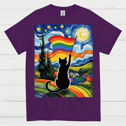 Rainbow Cat Art Pride T Shirt