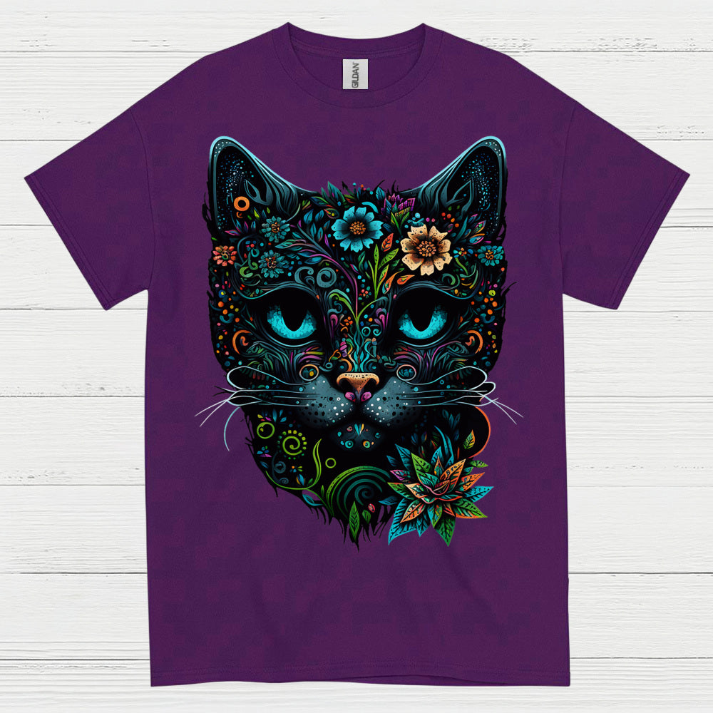 Floral Cat Art T Shirt