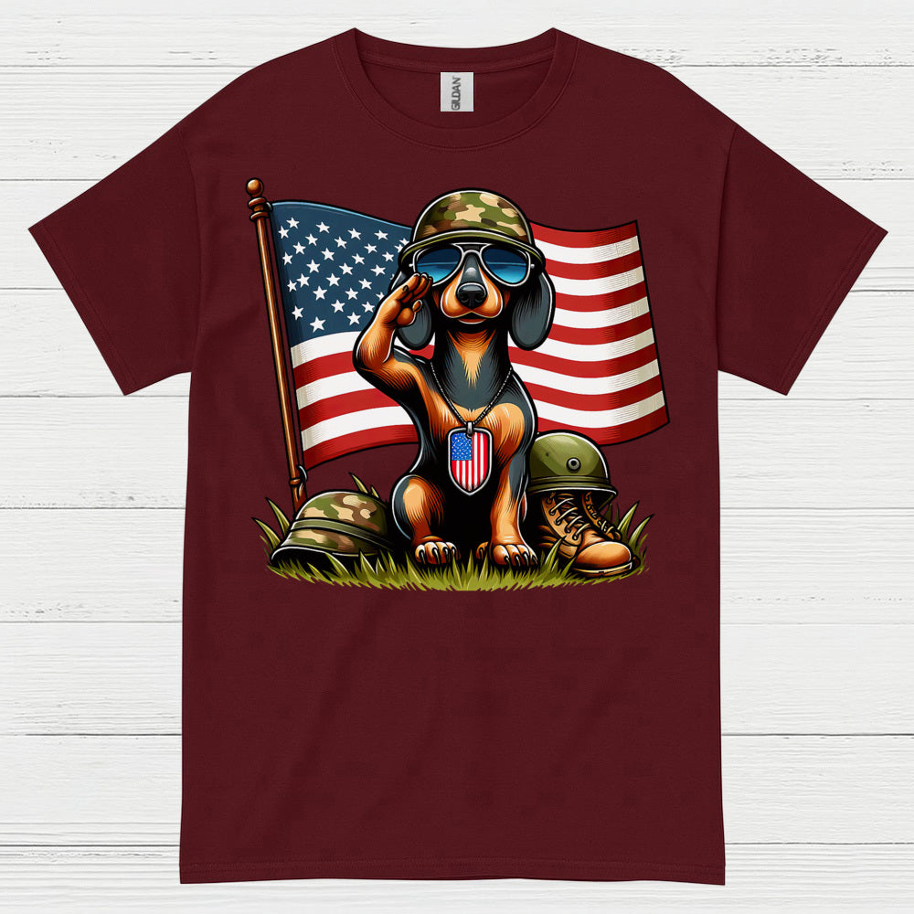 Patriotic Military Soldier Dachshund T Shirt