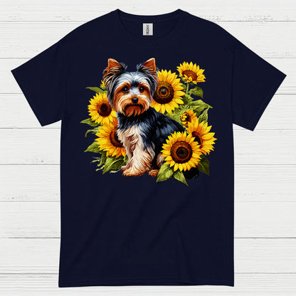 Cute Sunflower Yorkie Dog Lover T Shirt