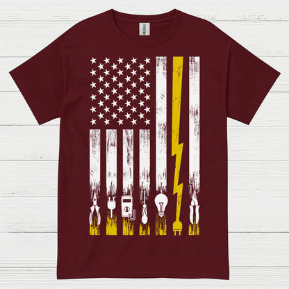 Electrician American Flag Tools T Shirt