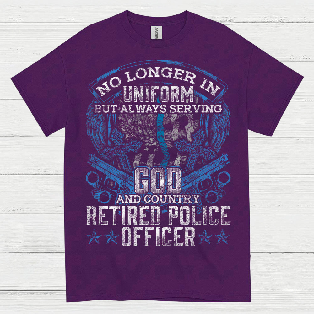 Retired Police Officer God And Country T Shirt