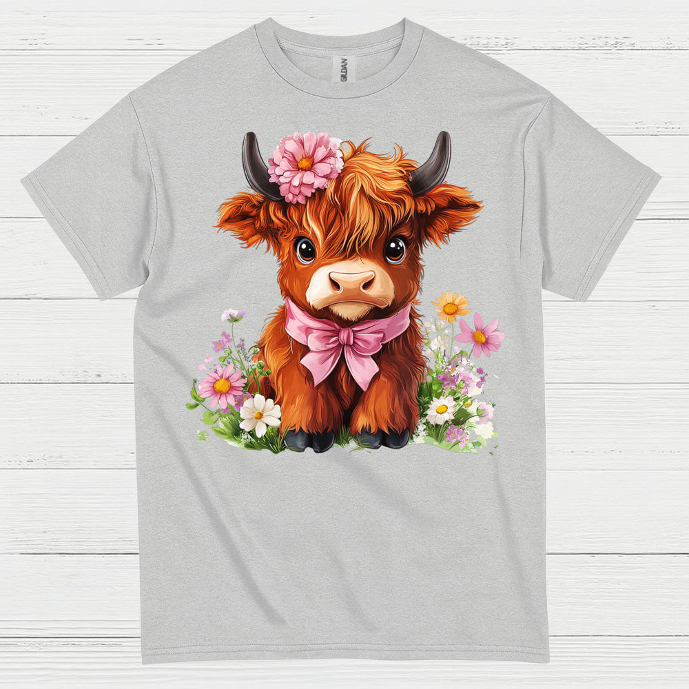 Cute Floral Baby Cow T Shirt