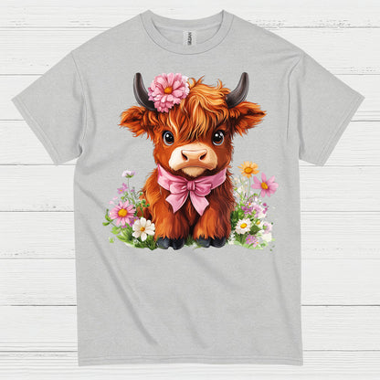 Cute Floral Baby Cow T Shirt