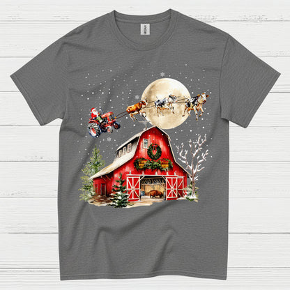 Christmas Farm Santa Tractor T Shirt