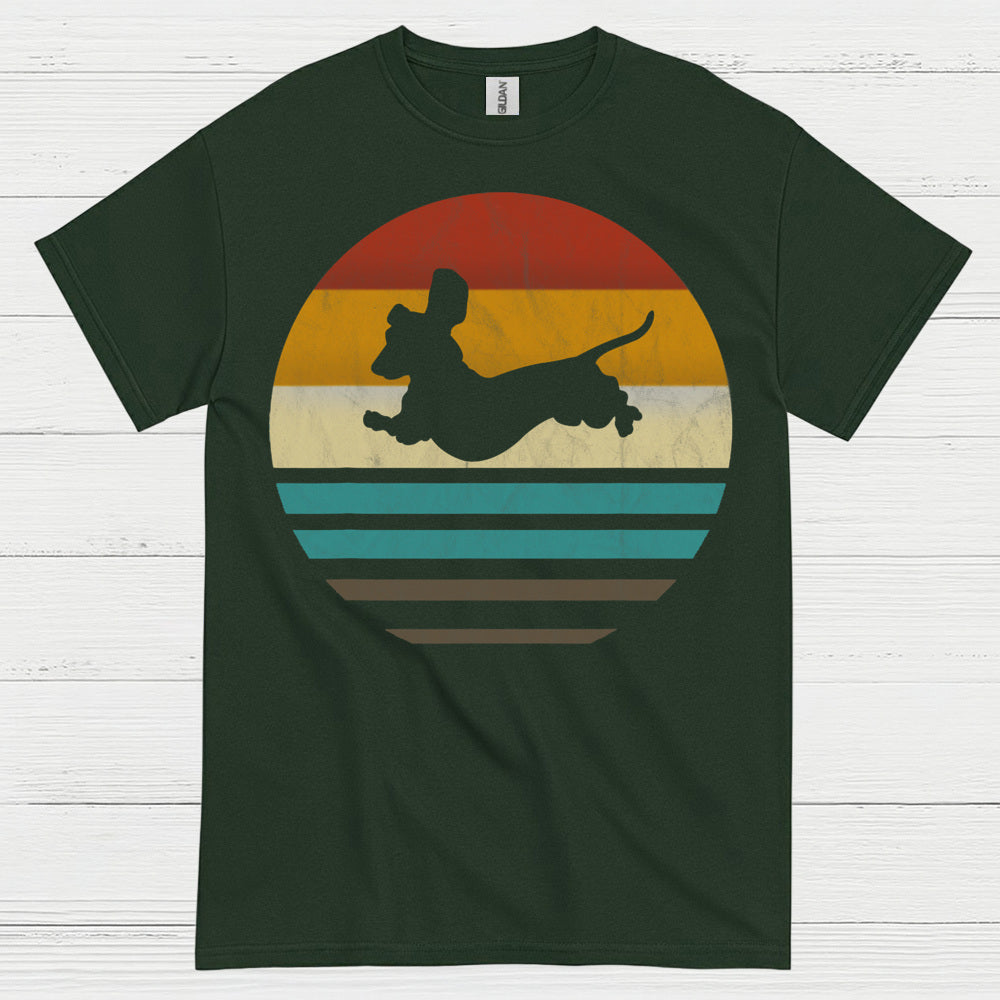 Retro Dachshund Silhouette Sunset T Shirt