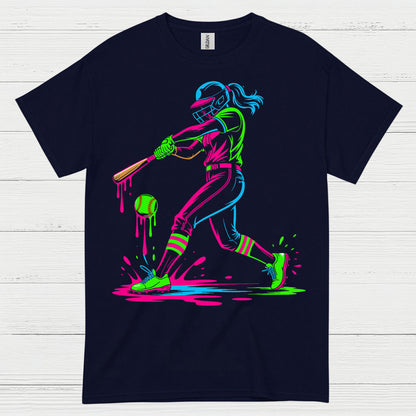 Neon Softball Girl Swing T Shirt