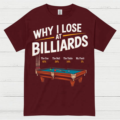 Why I Lose At Billiards Pool Humor T Shirt
