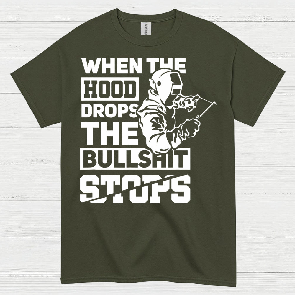 When The Hood Drops Welding T Shirt