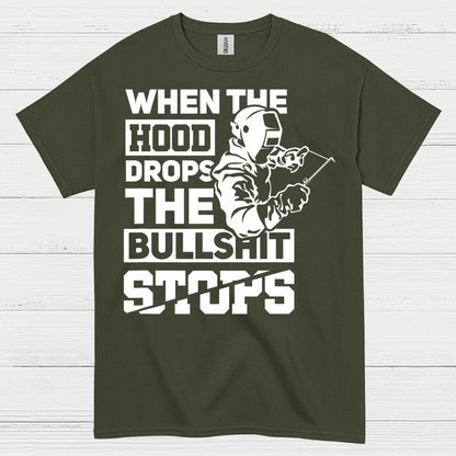 When The Hood Drops Welding T Shirt
