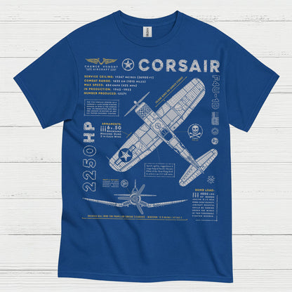 F4U Corsair Blueprint Aviation T Shirt