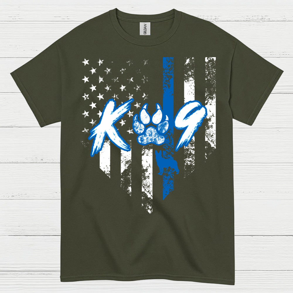 K9 Police Thin Blue Line Paw T Shirt