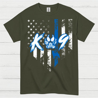 K9 Police Thin Blue Line Paw T Shirt
