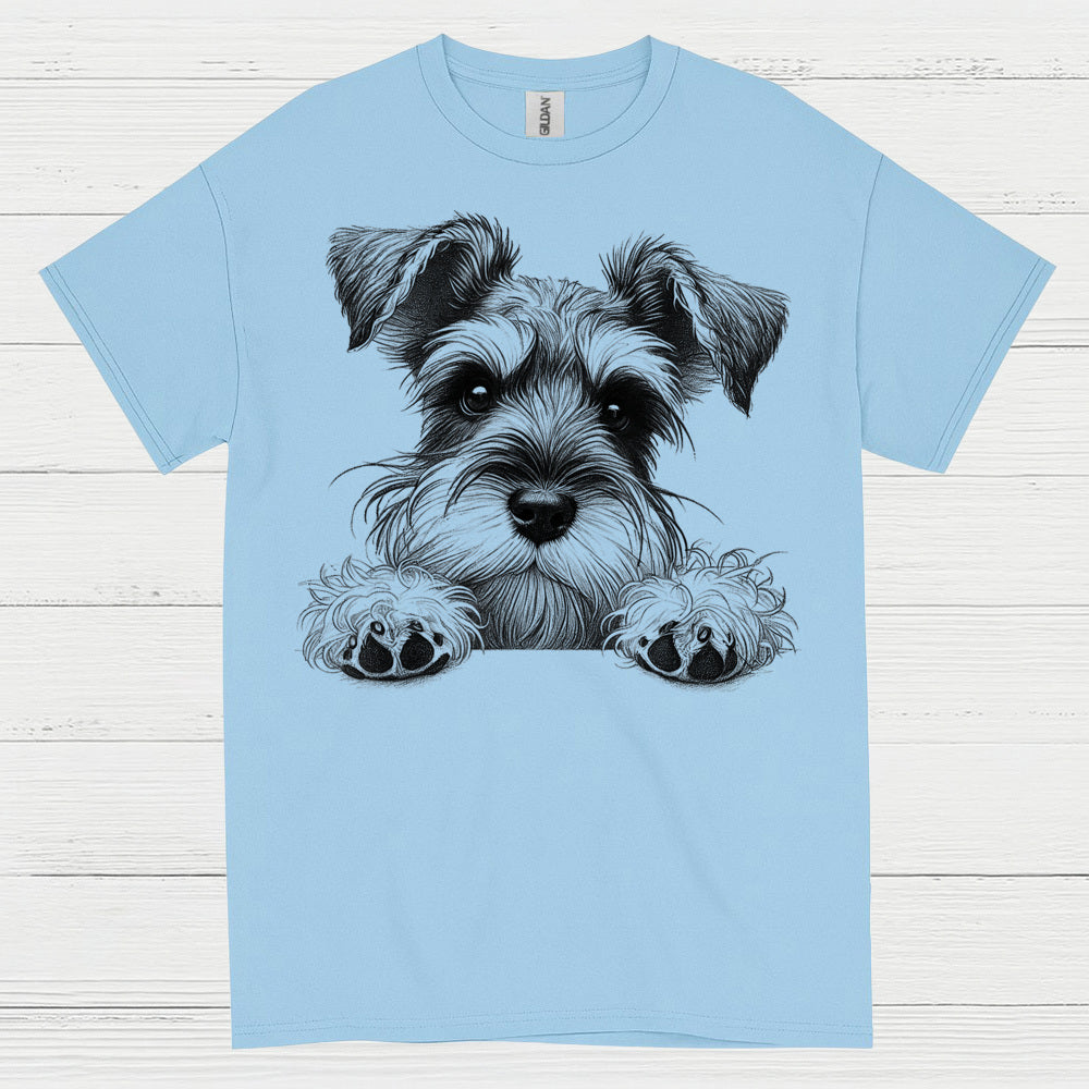 Cute Schnauzer Face Paw Art T Shirt
