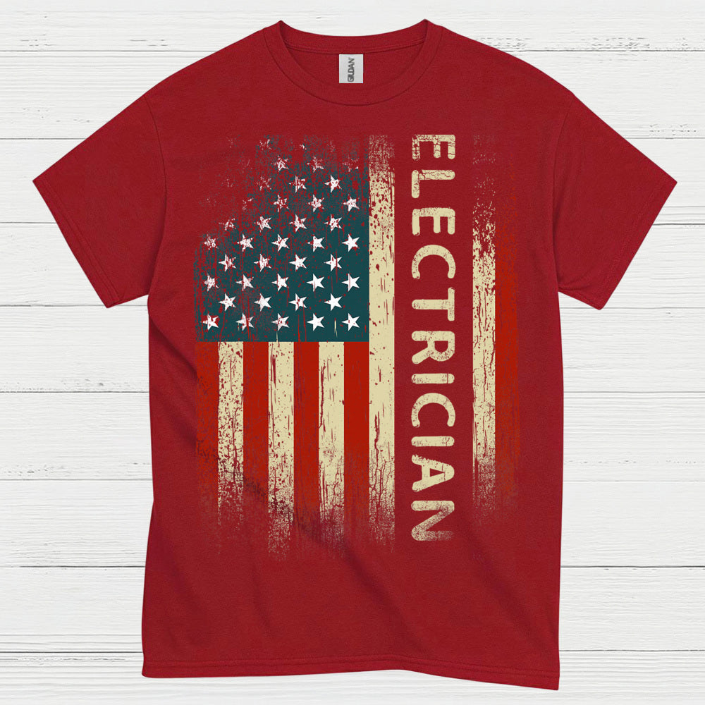 Electrician American Flag T Shirt