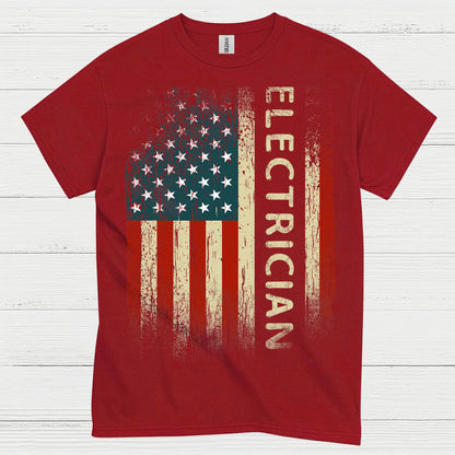 Electrician American Flag T Shirt