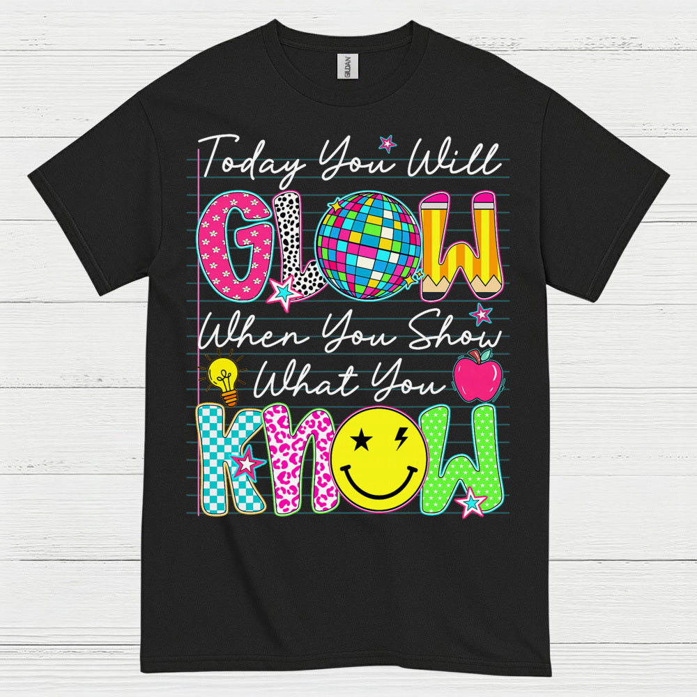 Glow with Knowledge Teacher T Shirt